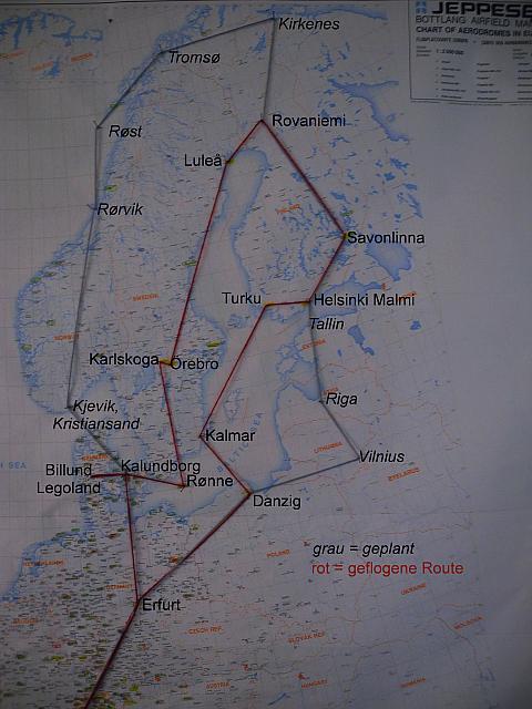 planned route and distance flown