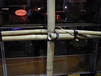 Bamboo poles are fitted with a kind of cable tie